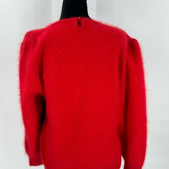 Connie A Lee VTG Angora Sweater Red Mod Colorblock - Picture 2 of 7